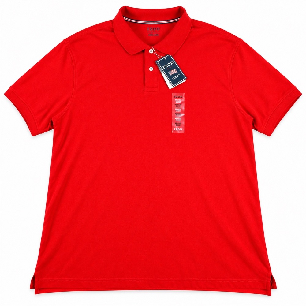 IZOD Mens 3XL Red Polo Shirt 100% Pima Cotton Short Sleeve No Roll Collar NEW